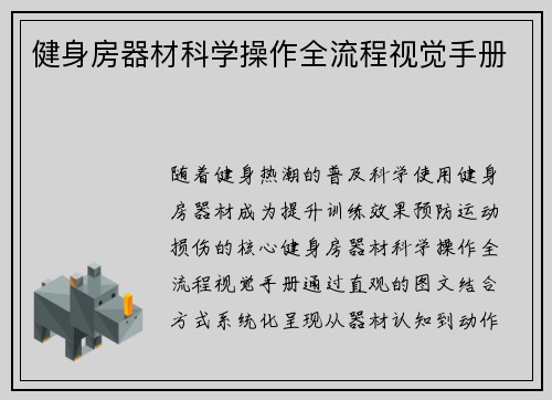 健身房器材科学操作全流程视觉手册